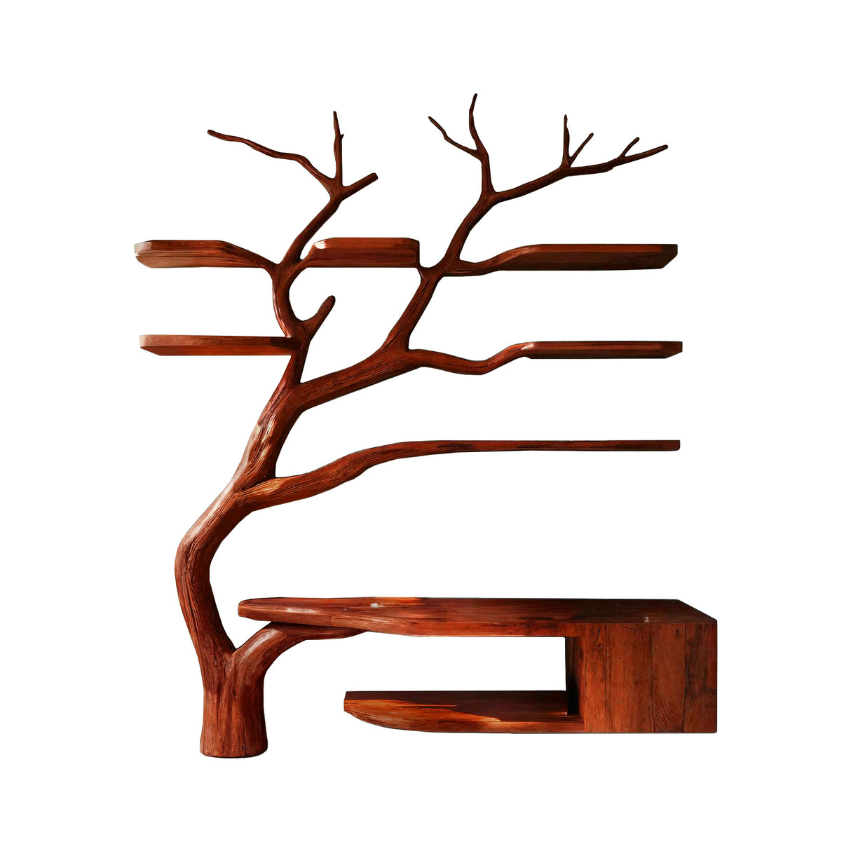 Arboris Organic Modern Solid Wood Bathroom Vanity with Tree Branch Shelfs