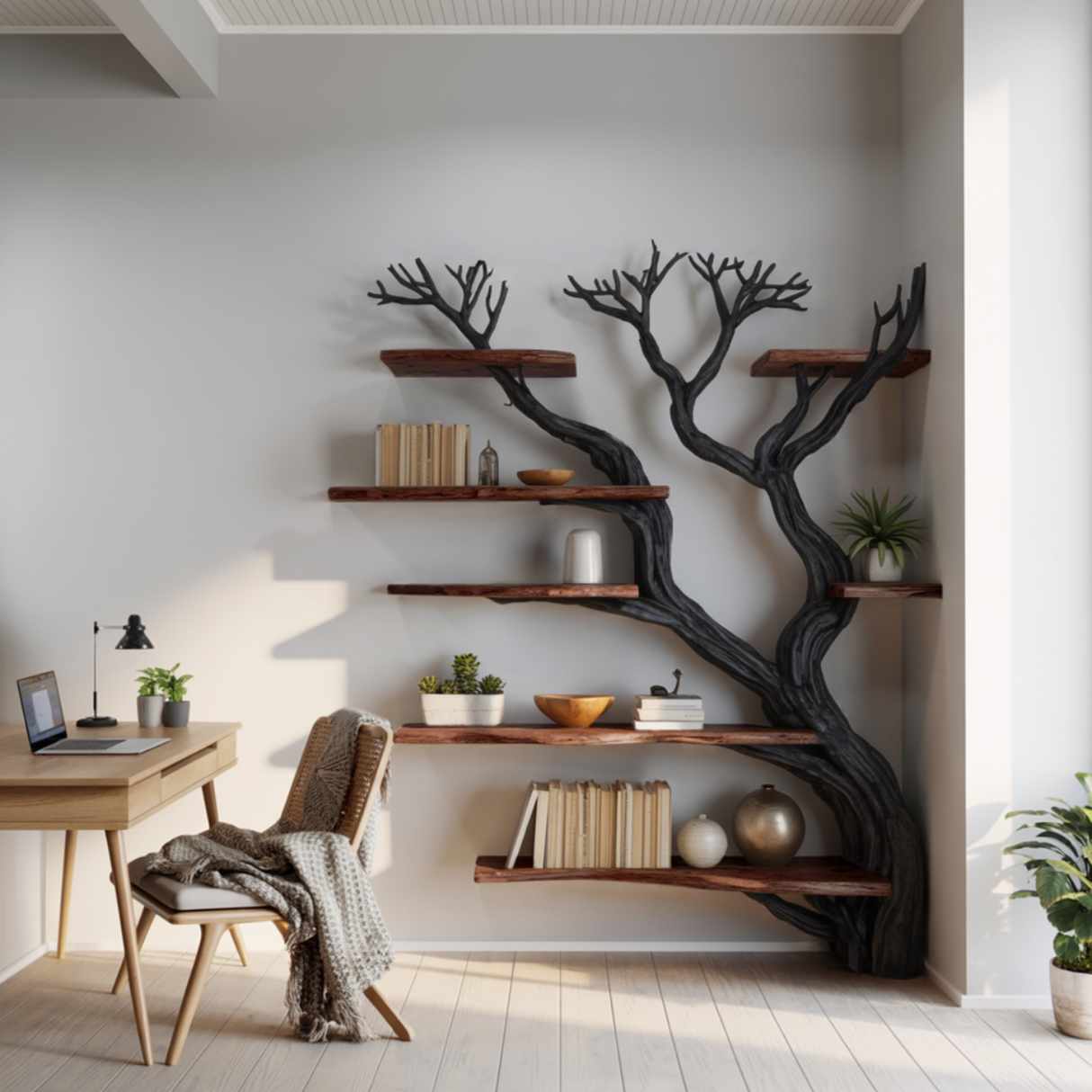 Arboris Vein Live Edge Solid Wood Tree Bookshelf - Timberustic Tree Bookshelf