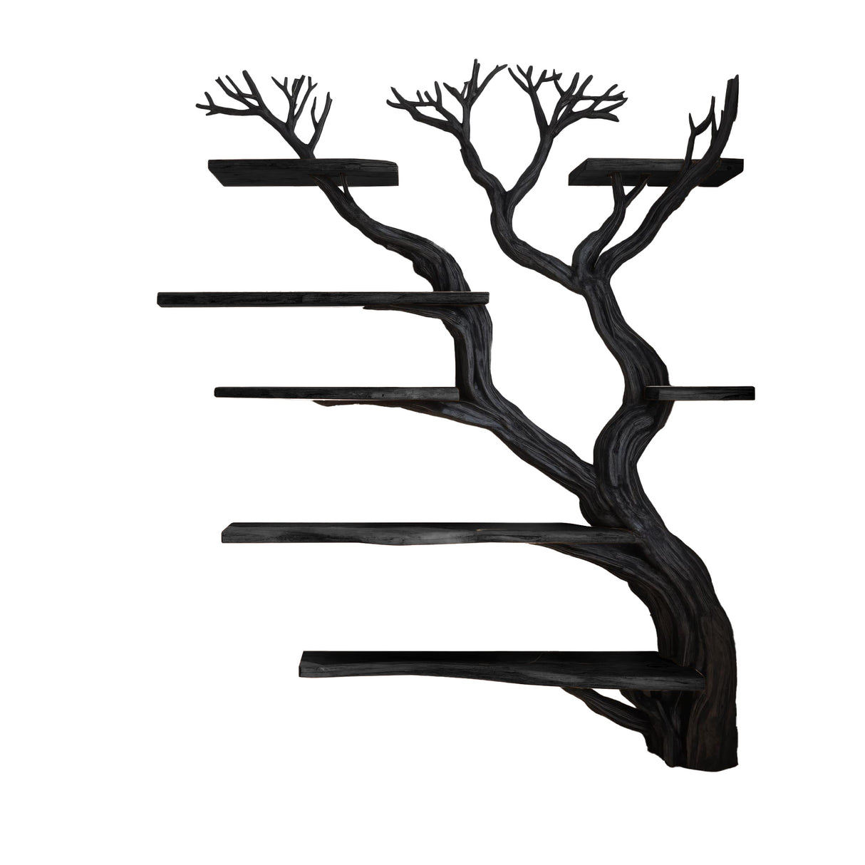 Arboris Vein Live Edge Solid Wood Tree Bookshelf Black - Timberustic Tree Bookshelf