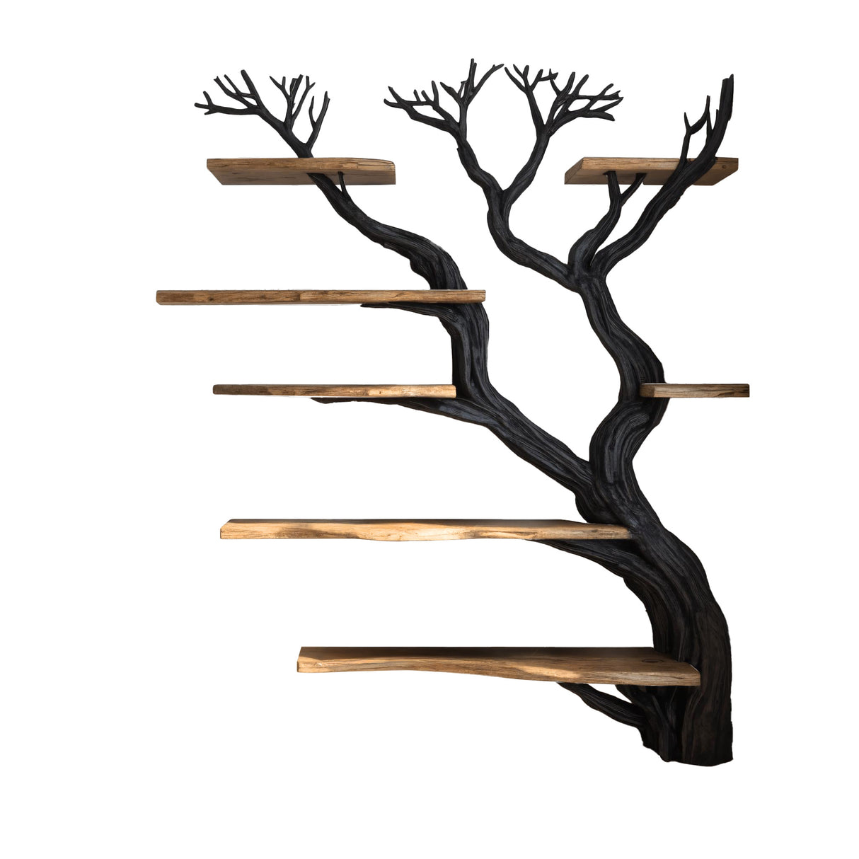 Arboris Vein Live Edge Solid Wood Tree Bookshelf Natural Oak - Timberustic Tree Bookshelf