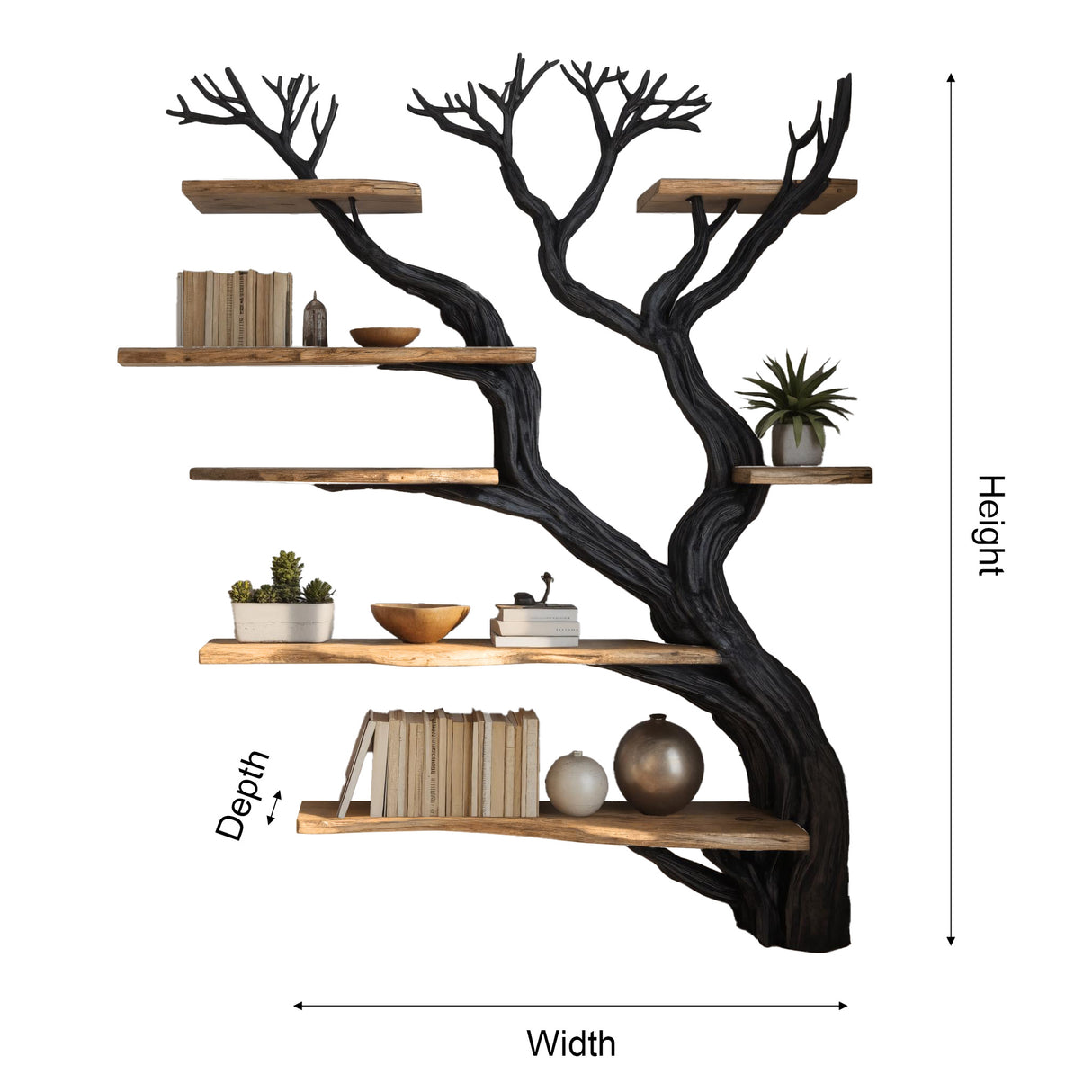 Arboris Vein Live Edge Solid Wood Tree Bookshelf