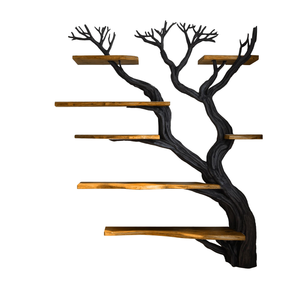 Arboris Vein Live Edge Solid Wood Tree Bookshelf Teak - Timberustic Tree Bookshelf