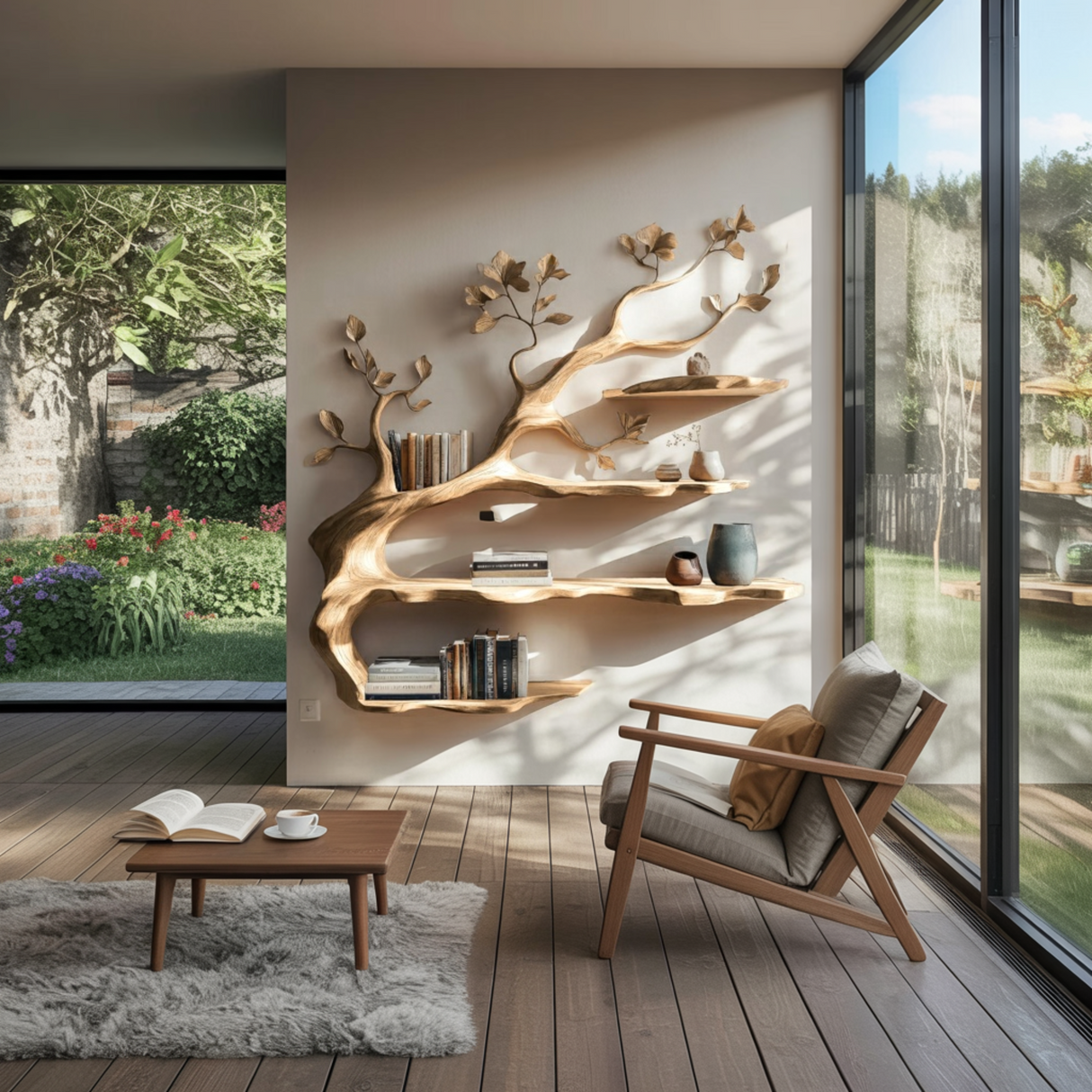 Arborlyn Handcrafted Tree-Inspired Wooden Bookshelf - Timberustic Tree Bookshelf