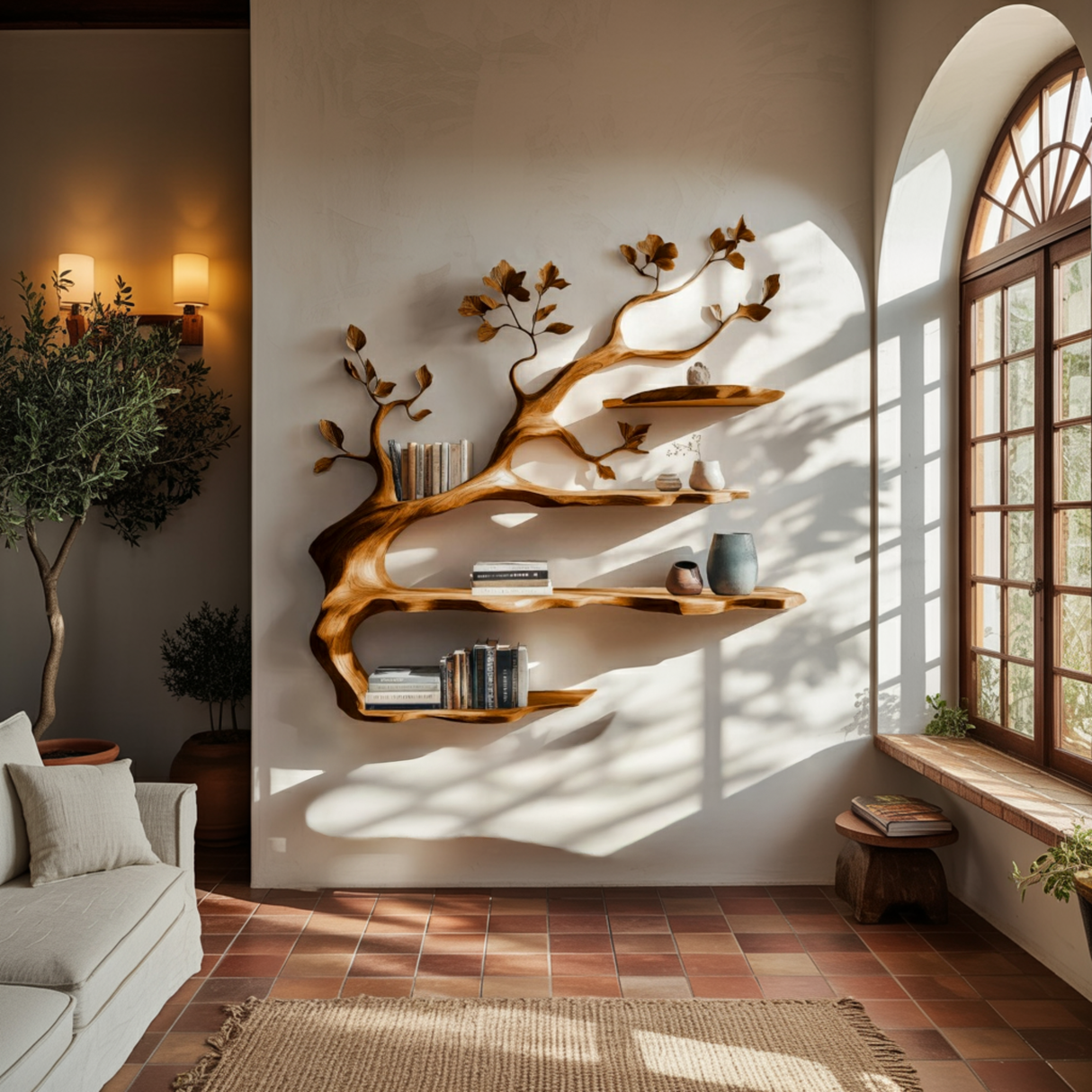 Arborlyn Handcrafted Tree-Inspired Wooden Bookshelf - Timberustic Tree Bookshelf