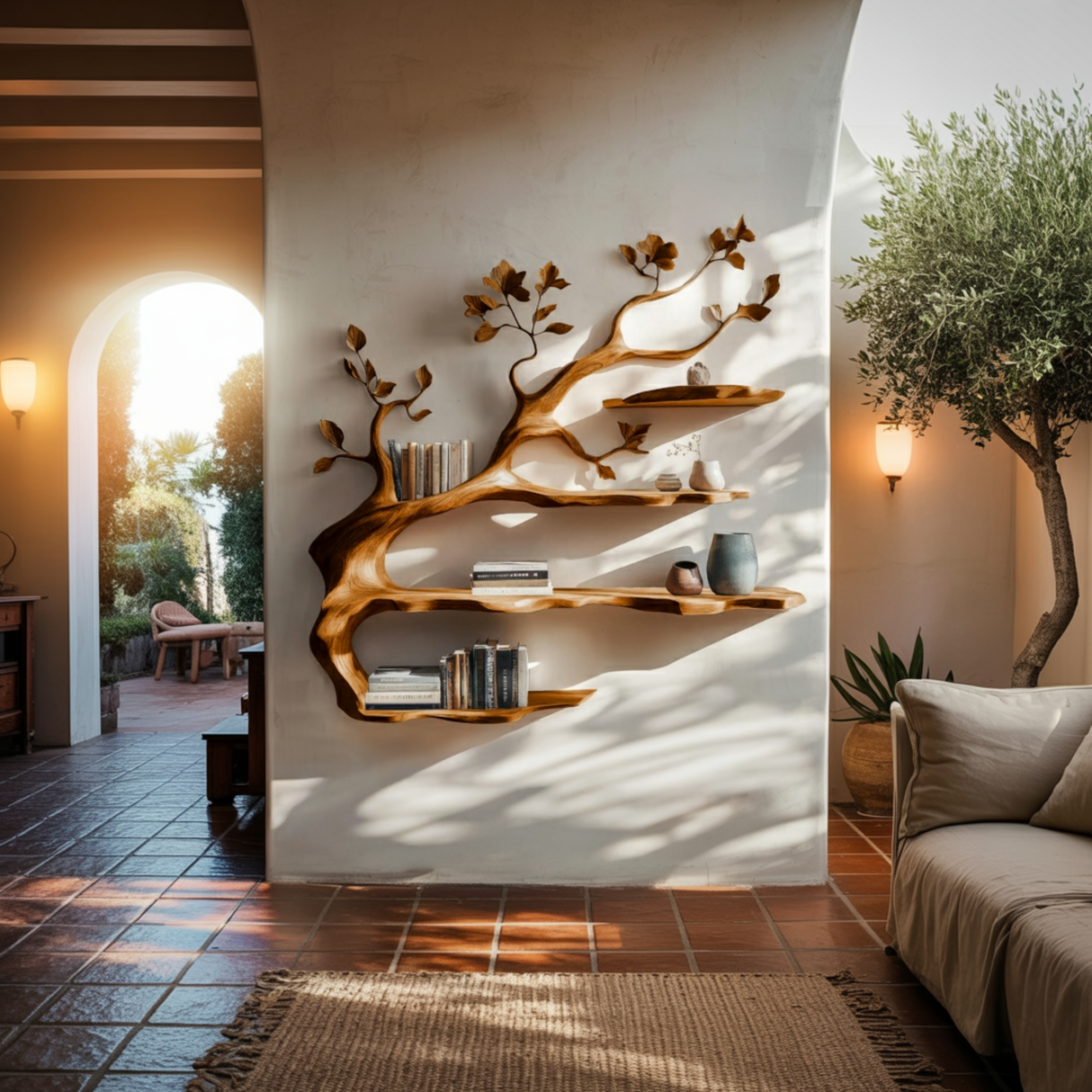 Arborlyn Handcrafted Tree-Inspired Wooden Bookshelf - Timberustic Tree Bookshelf