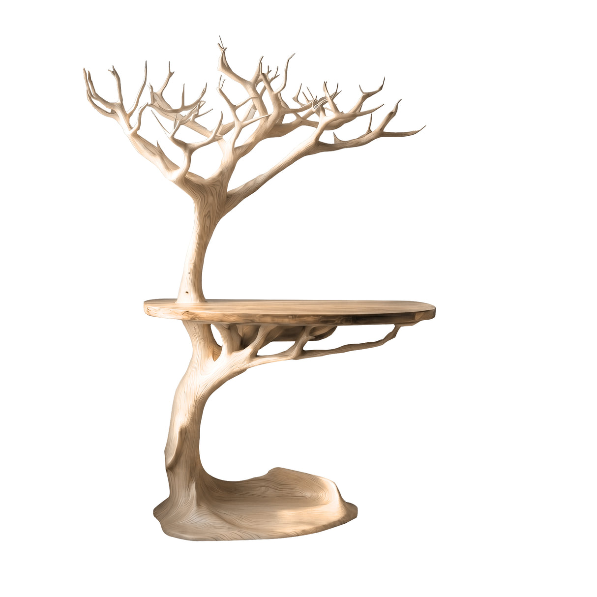 Arborveil Sculpted Solid Wood Record Player Stand Natural Oak - Timberustic Record Player Stand With Storage