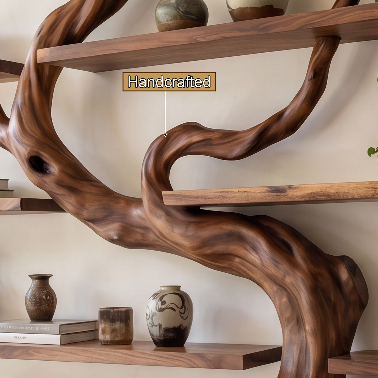 Arborwyn Sculpted Solid Wood Tree Bookshelf - Timberustic Tree Bookshelf