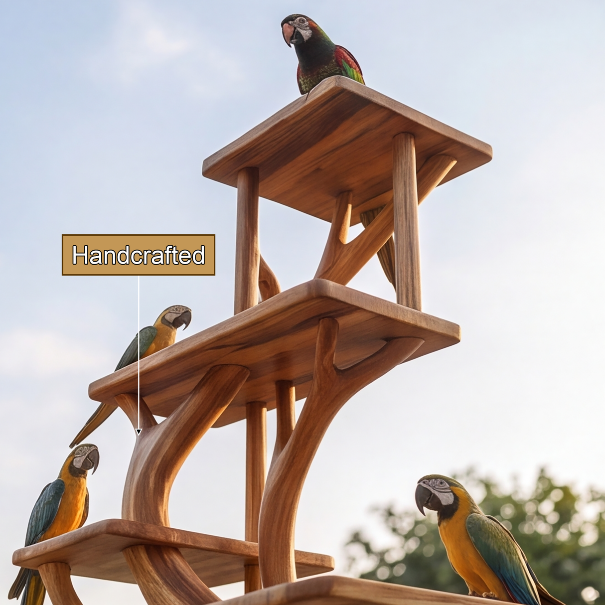 Arboryn Handcrafted Tree Branch Parrot Stand SPA725725 - Timberustic Tree Branch Parrot Stand