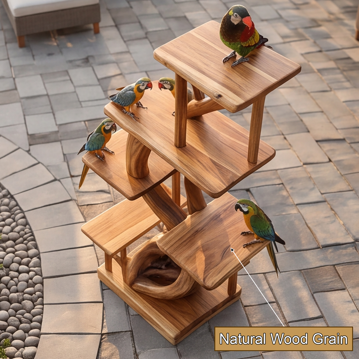 Arboryn Handcrafted Tree Branch Parrot Stand SPA725725 - Timberustic Tree Branch Parrot Stand