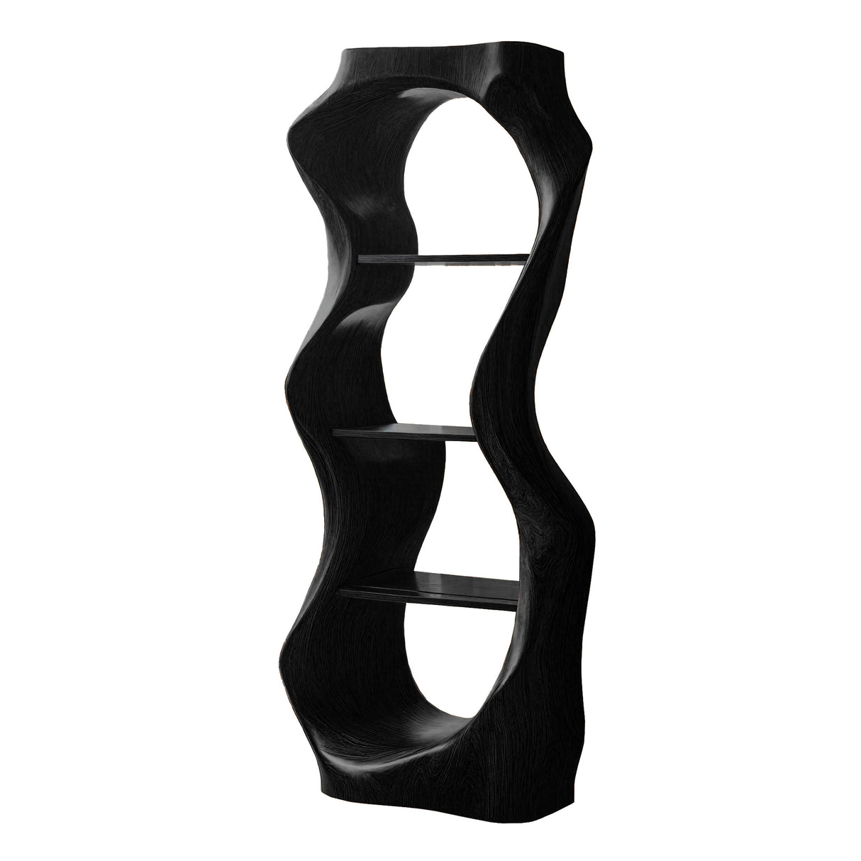 Ardello Sculpted Solid Wood Wine Display Shelf Black - Timberustic Wine Display Shelf
