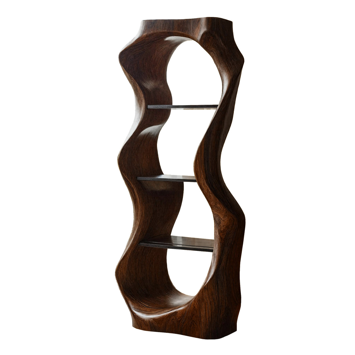 Ardello Sculpted Solid Wood Wine Display Shelf Dark Walnut - Timberustic Wine Display Shelf