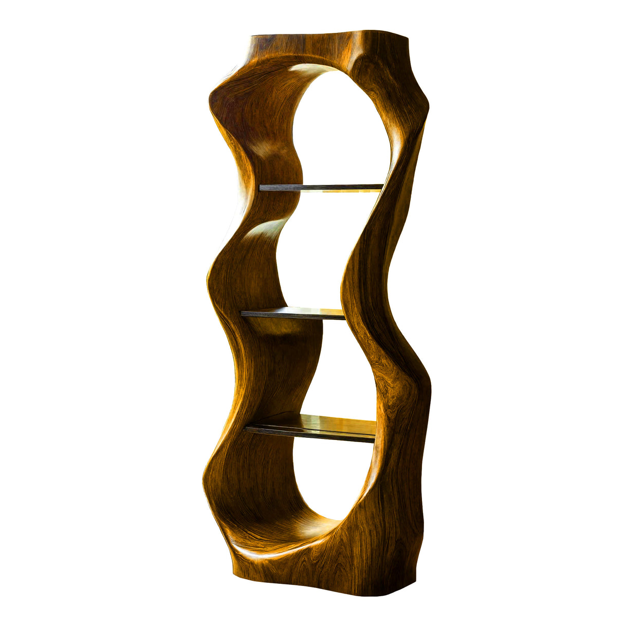 Ardello Sculpted Solid Wood Wine Display Shelf Teak - Timberustic Wine Display Shelf