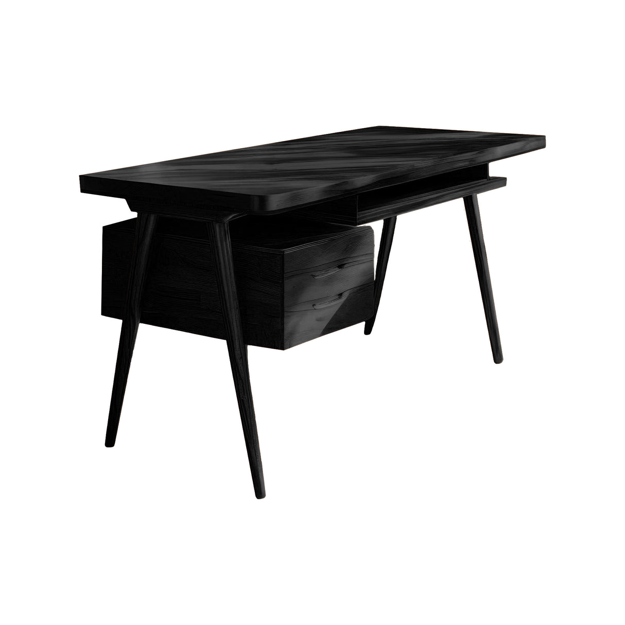 Arden Mid-Century Handcrafted Solid Wood Desk with Drawers