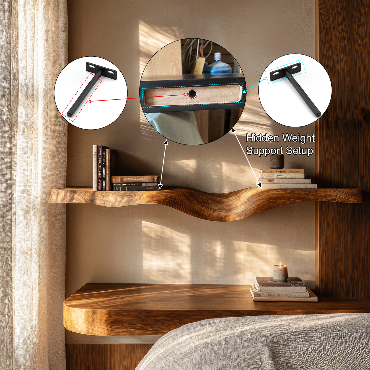 Ardessa Sculpted Solid Wood Floating Shelf SPA359392 - Timberustic Floating Shelf