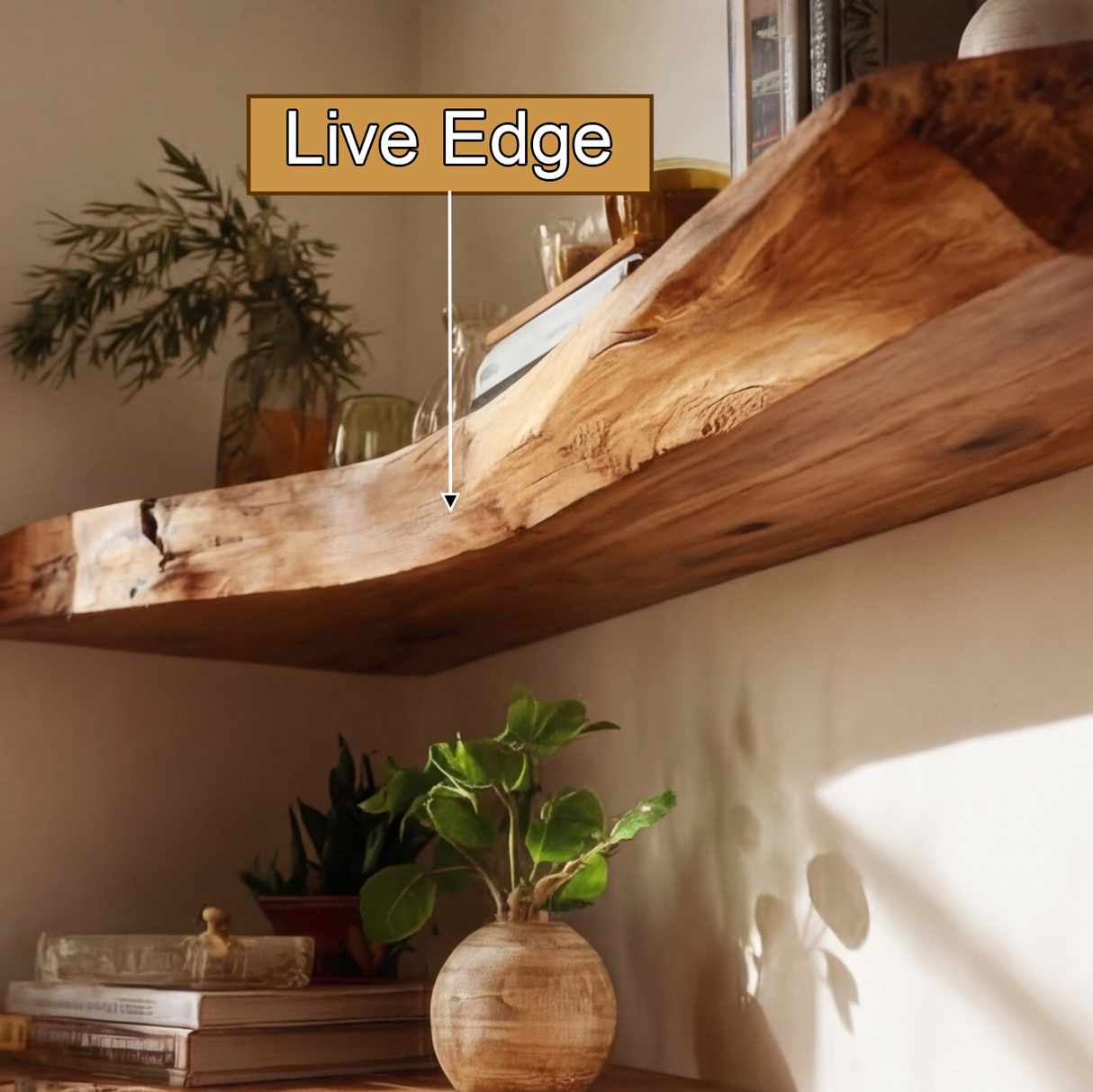 Ardorin Live Edge Solid Wood Floating Shelf SPA846446 - Timberustic Floating Shelf