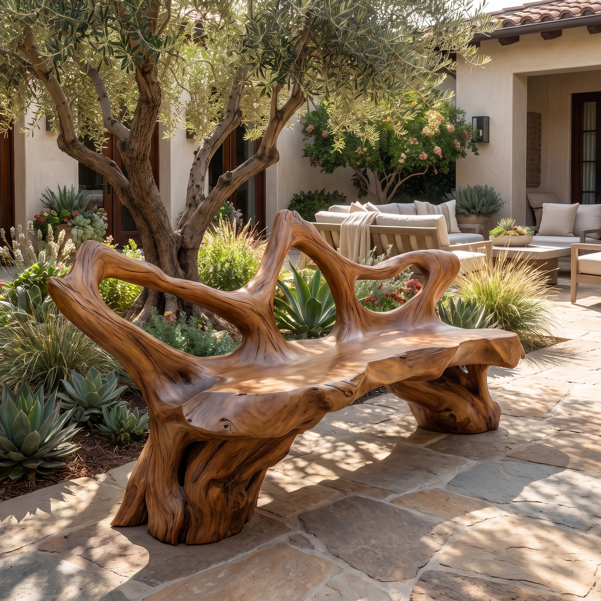 Ardovale Sculpted Solid Wood Outdoor Bench Brown - Timberustic Bench