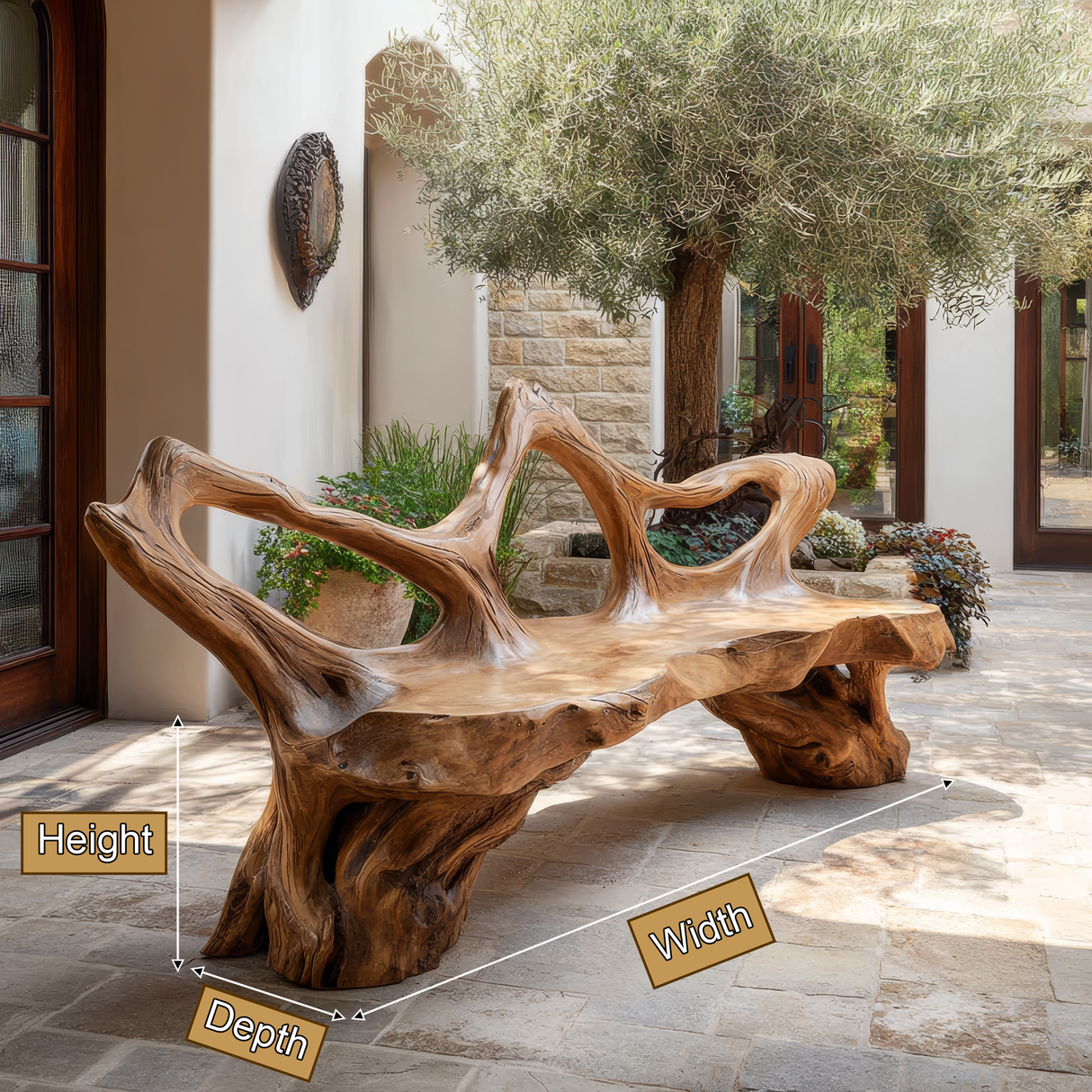 Ardovale Sculpted Solid Wood Outdoor Bench - Timberustic Bench