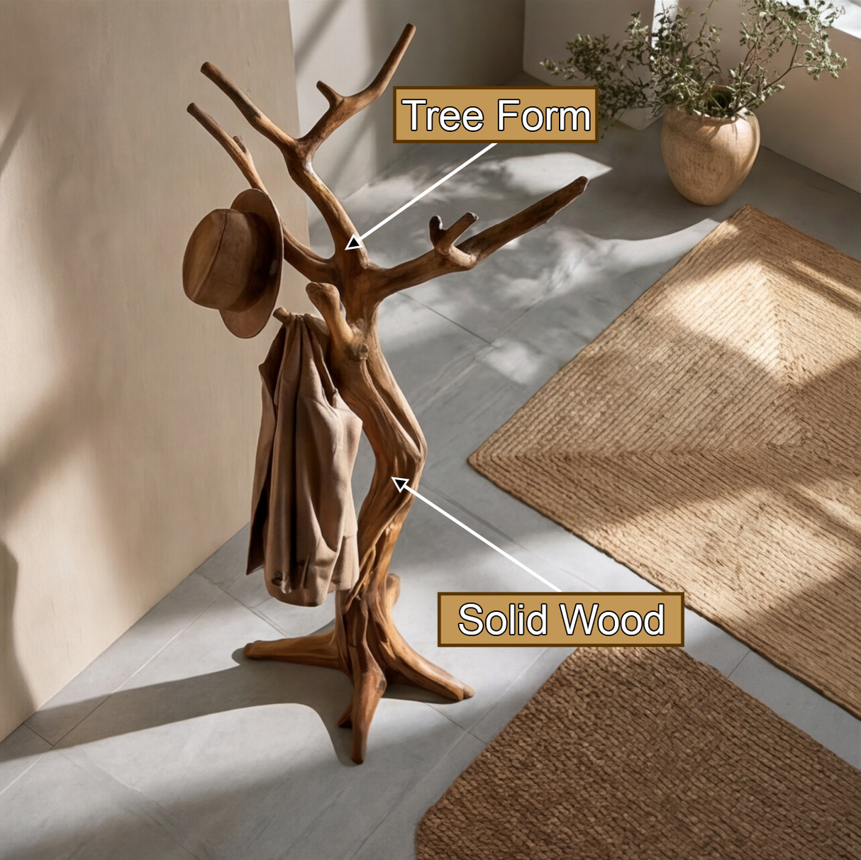 Ardoven Sculpted Solid Wood Tree Coat Rack - Timberustic Tree Coat Rack