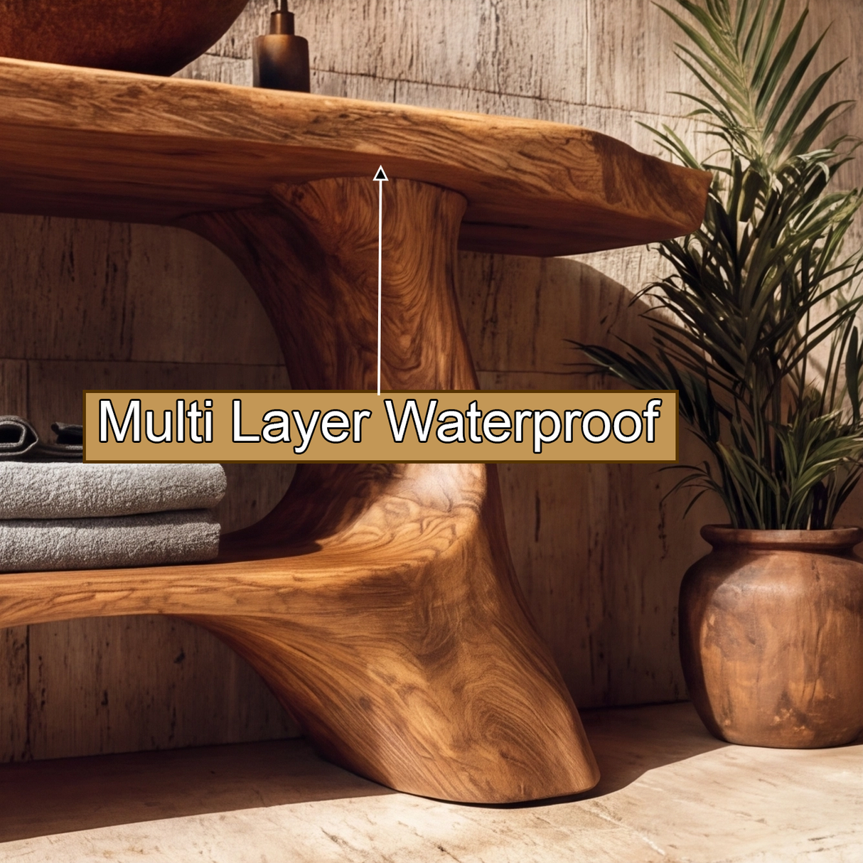 Aroven Sculpted Solid Wood Freestanding Bathroom Vanity with Open Storage - Timberustic Freestanding Bathroom Vanity with Open Storage