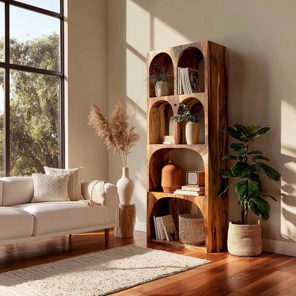 Arvela Sculpted Solid Wood Decorative Bookshelf - Timberustic Decorative Bookshelf