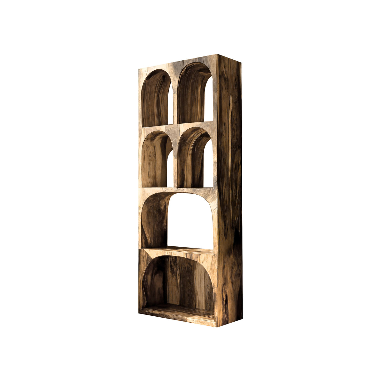 Arvela Sculpted Solid Wood Decorative Bookshelf Natural Oak - Timberustic Decorative Bookshelf