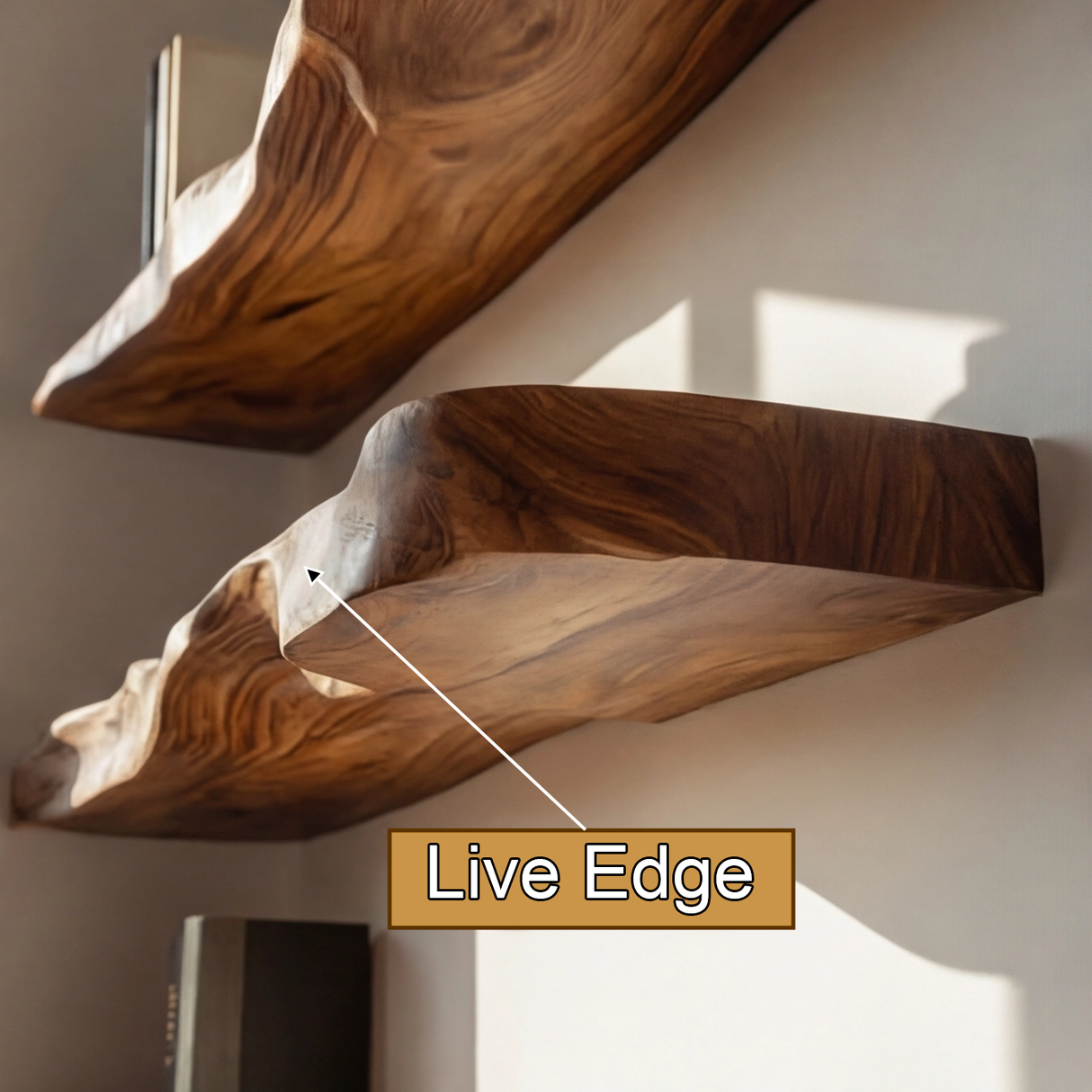 Arvessa Live Edge Solid Wood Floating Shelf SPA369495 - Timberustic Floating Shelf
