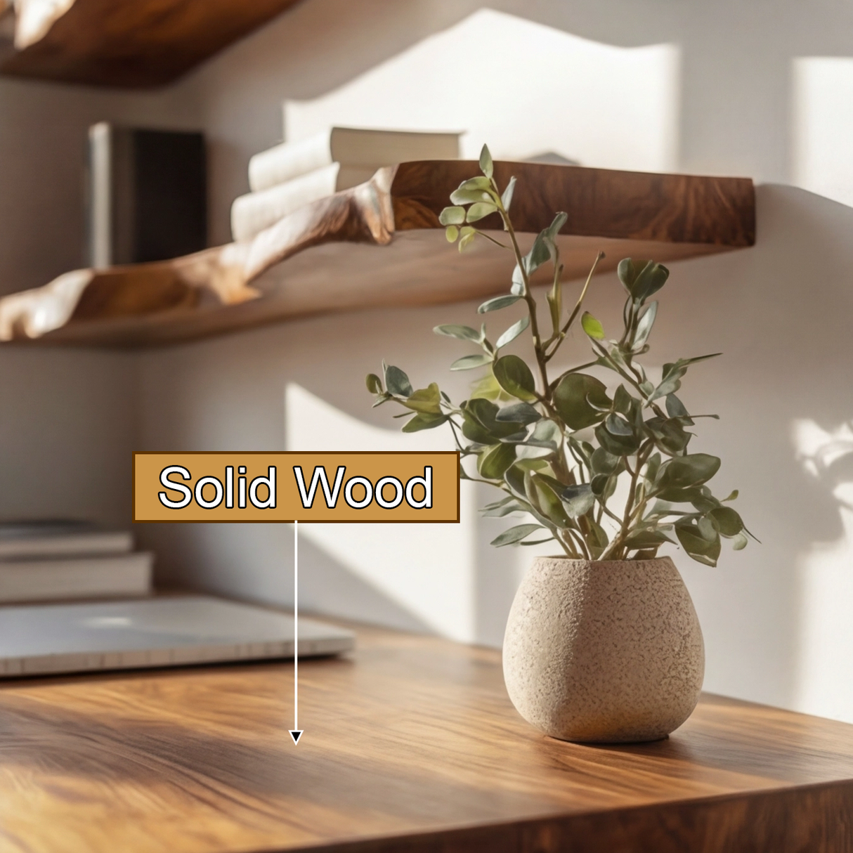 Arvessa Live Edge Solid Wood Floating Shelf SPA369495 - Timberustic Floating Shelf