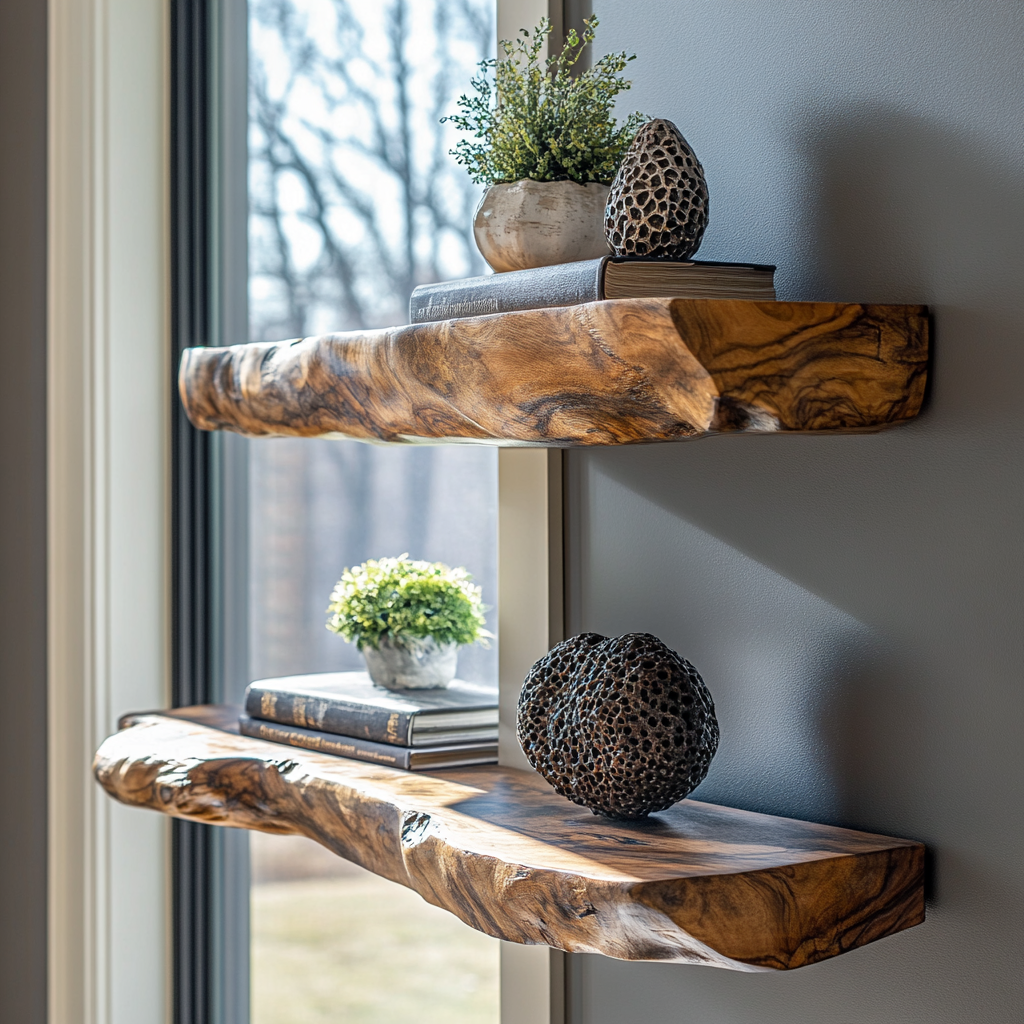 Arveth Live Edge Solid Wood Floating Shelf SPA205208 - Timberustic Floating Shelf