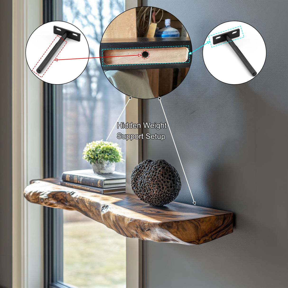 Arveth Live Edge Solid Wood Floating Shelf SPA205208 - Timberustic Floating Shelf