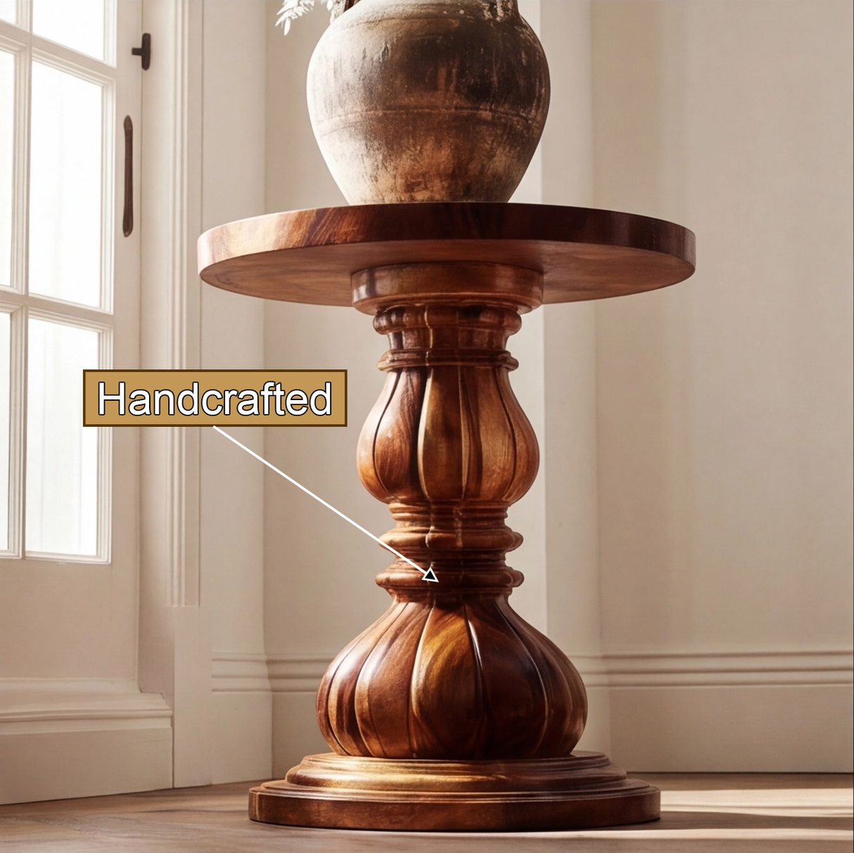 Arvethon Solid Wood Pedestal Stand - Timberustic Pedestal Stand