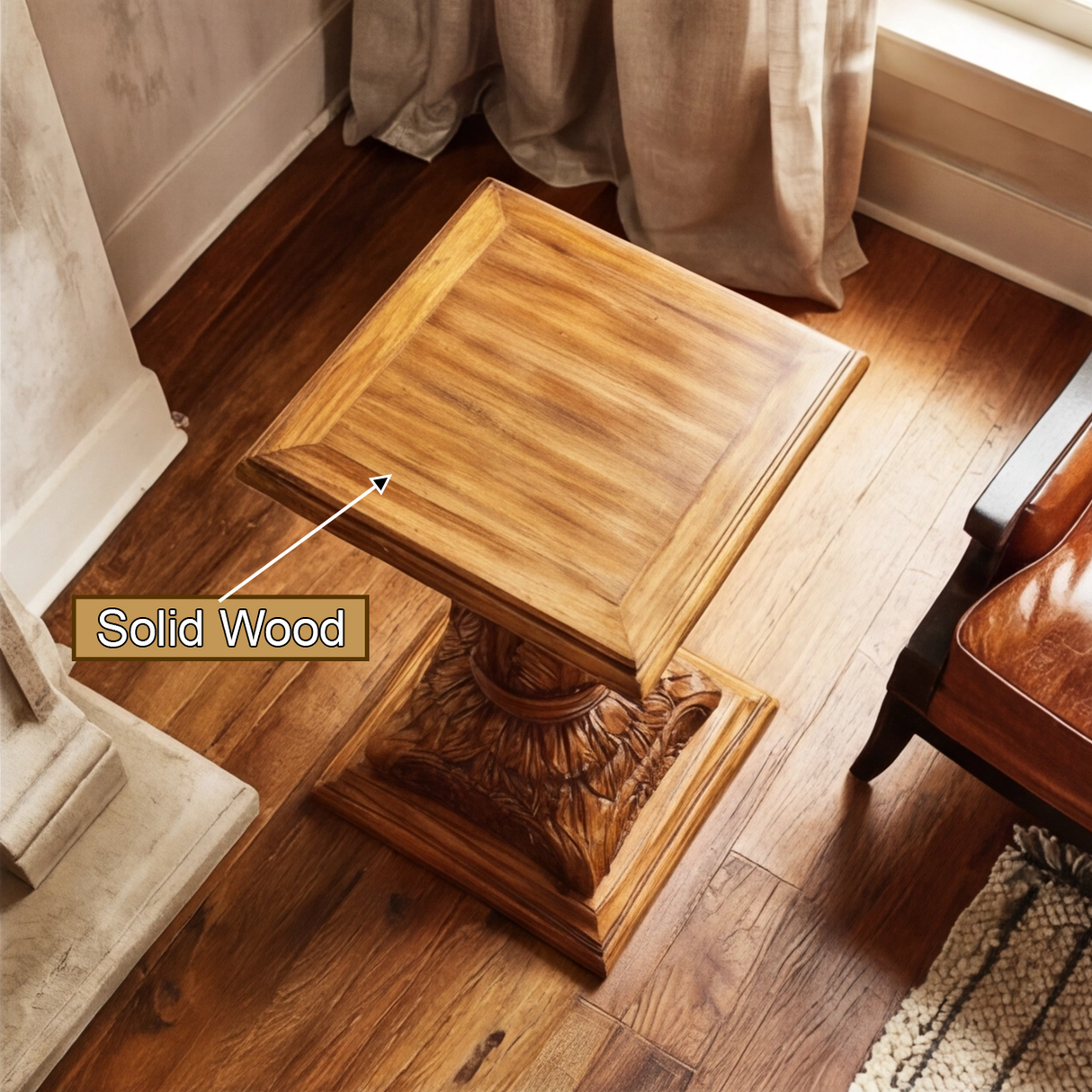 Arvion Handcrafted Solid Wood Pedestal Stand - Timberustic Pedestal Stand