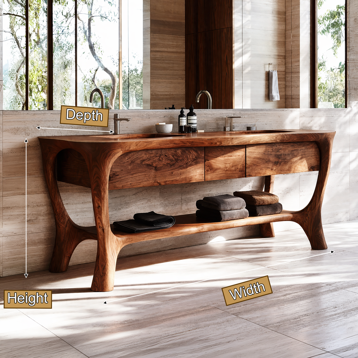 Arvion Sculpted Solid Wood Freestanding Bathroom Vanity with Drawers - Timberustic Freestanding Bathroom Vanity with Drawers