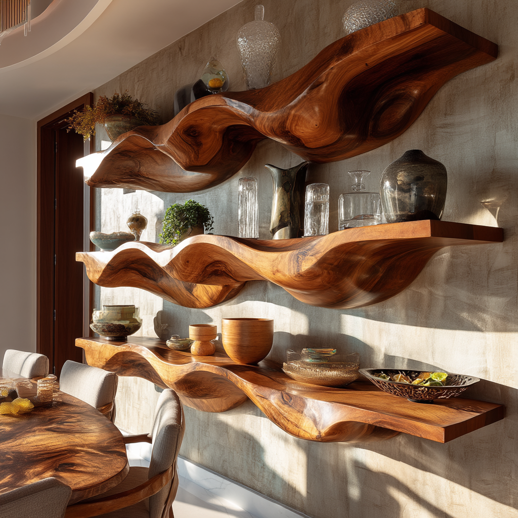Arvion Sculpted Solid Wood Floating Shelf SPA963205 - Timberustic Floating Shelf