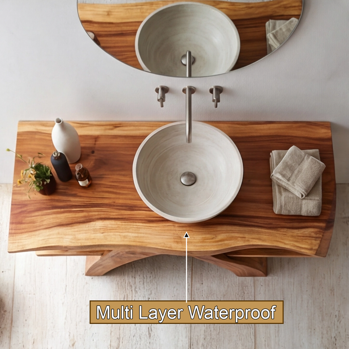 Arvion Sculpted Solid Wood Freestanding Bathroom Vanity with Shelves - Timberustic Freestanding Bathroom Vanity with Shelves