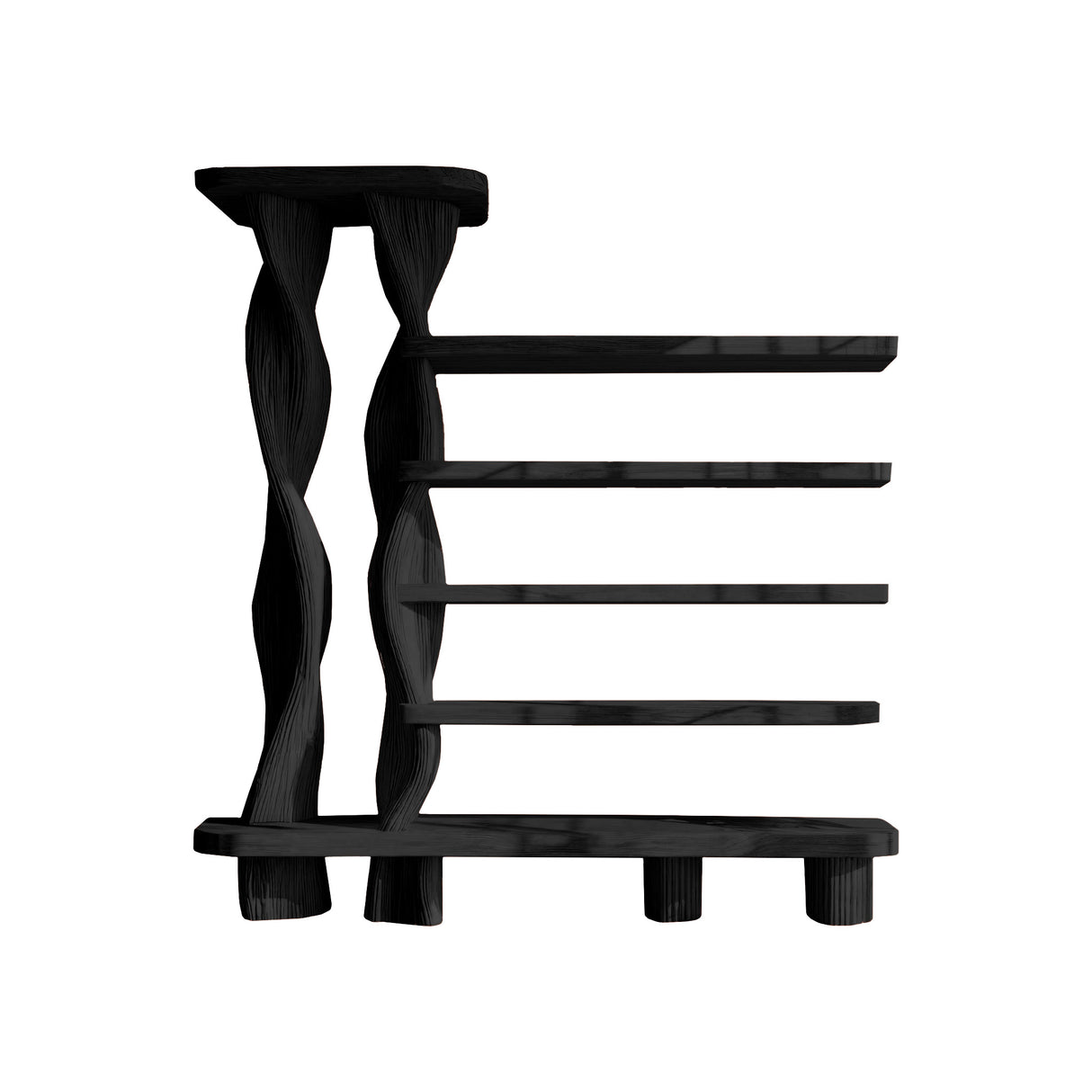 Arvion Twist Solid Sculpture Wood Bookshelf Black - Timberustic Bookshelf