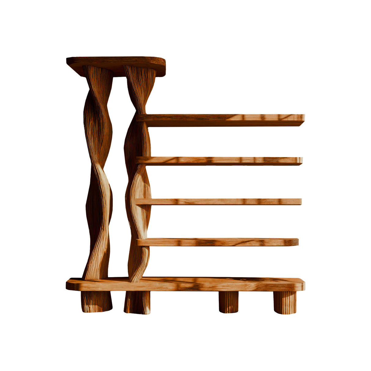 Arvion Twist Solid Sculpture Wood Bookshelf Brown - Timberustic Bookshelf
