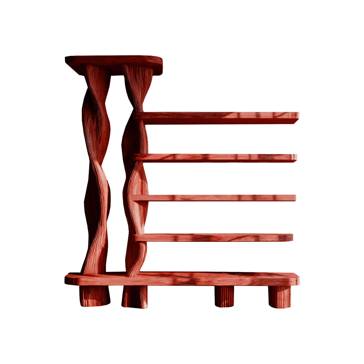Arvion Twist Solid Sculpture Wood Bookshelf Mahogany - Timberustic Bookshelf