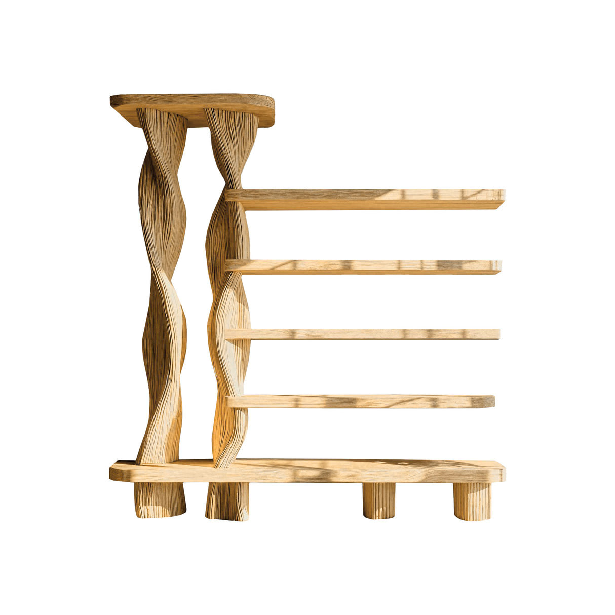 Arvion Twist Solid Sculpture Wood Bookshelf Natural Oak - Timberustic Bookshelf