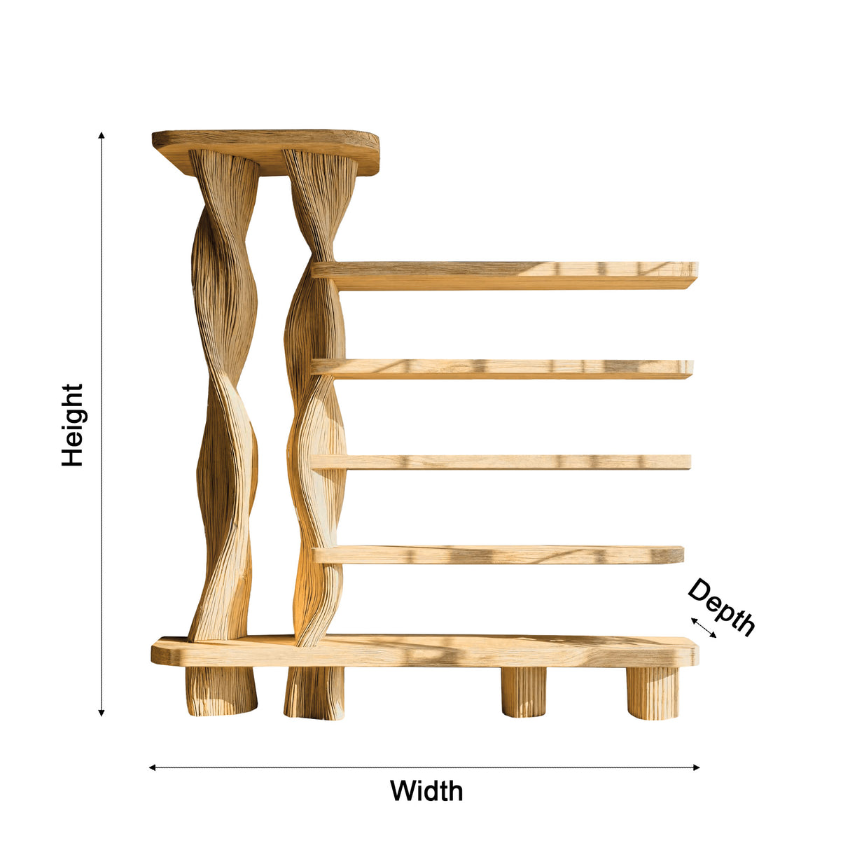 Arvion Twist Solid Sculpture Wood Bookshelf - Timberustic Bookshelf