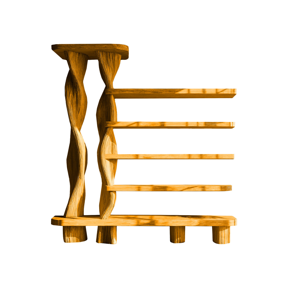 Arvion Twist Solid Sculpture Wood Bookshelf Teak - Timberustic Bookshelf