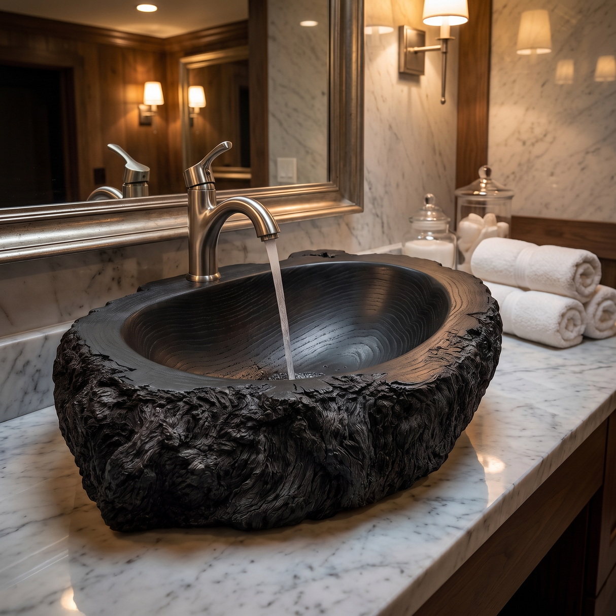 Ashenridge Handcrafted Solid Wood Ancient Bark Vessel Sink