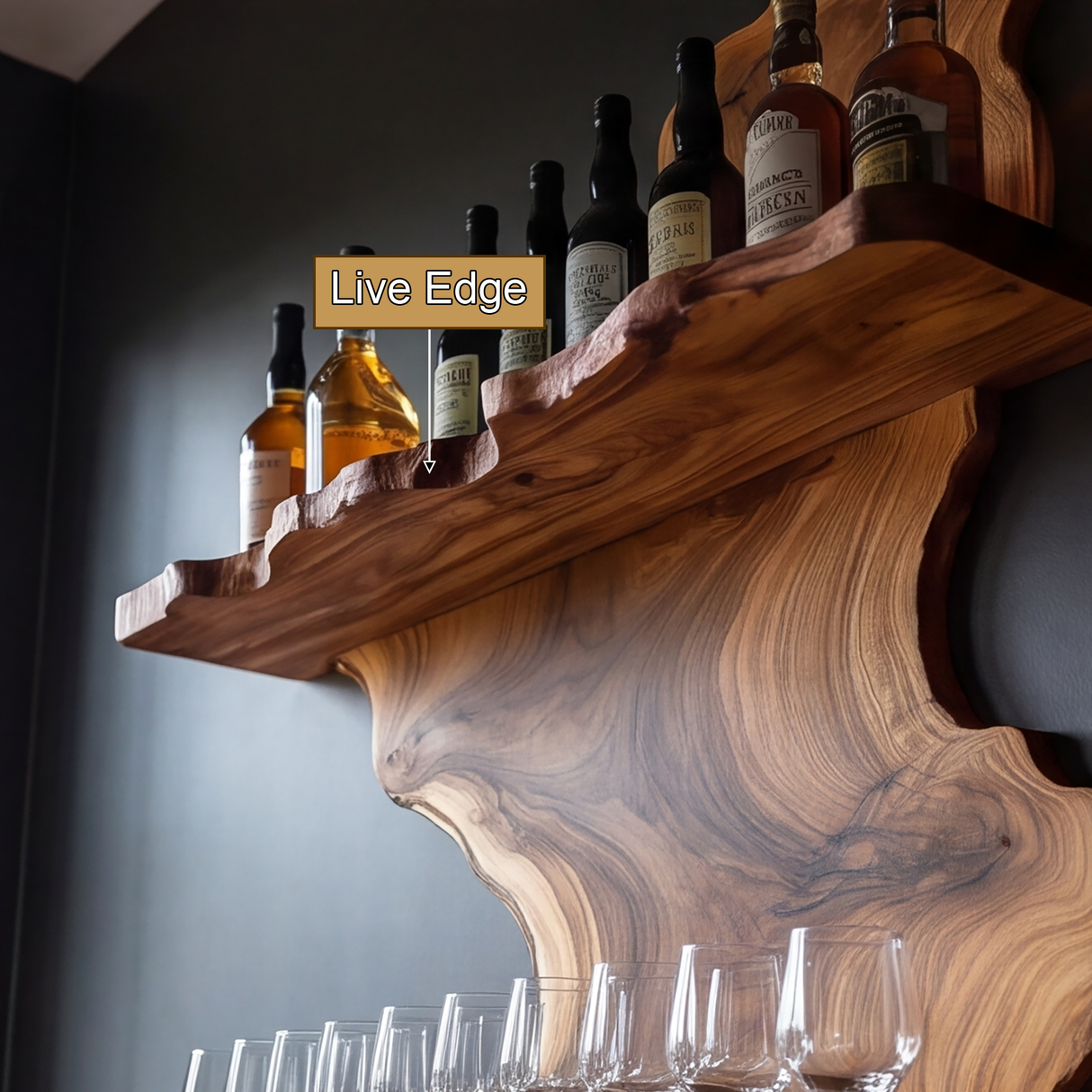 Ashenvale Live Edge Handcrafted Floating Wine Shelf SPA209955 - Timberustic Floating Wine Shelf