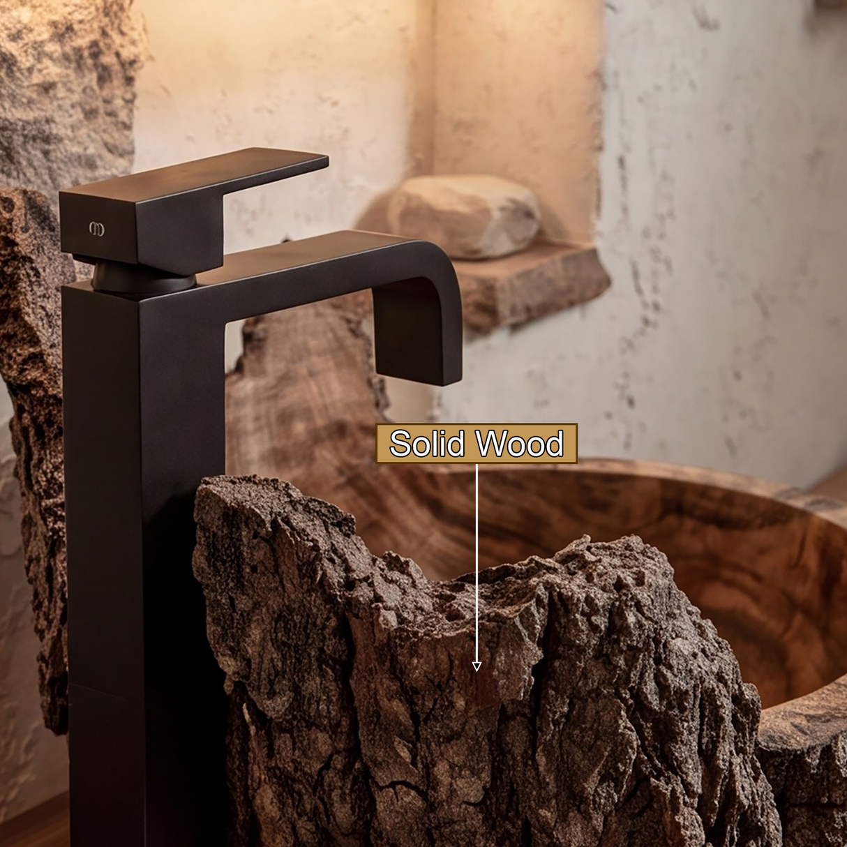 Ashmoor Handcrafted Solid Wood Natural Bark Vessel Sink