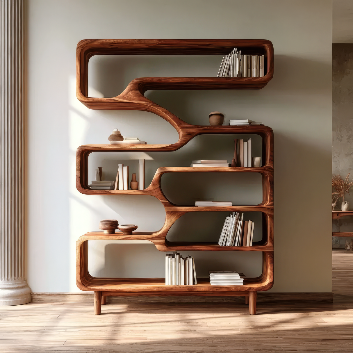 Asterion Handcrafted Solid Wood Bookshelf