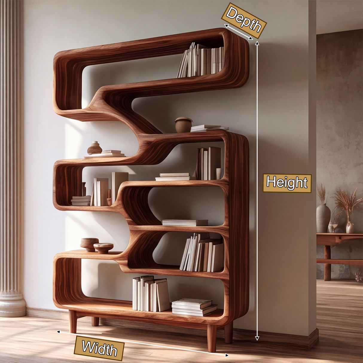 Asterion Handcrafted Solid Wood Bookshelf