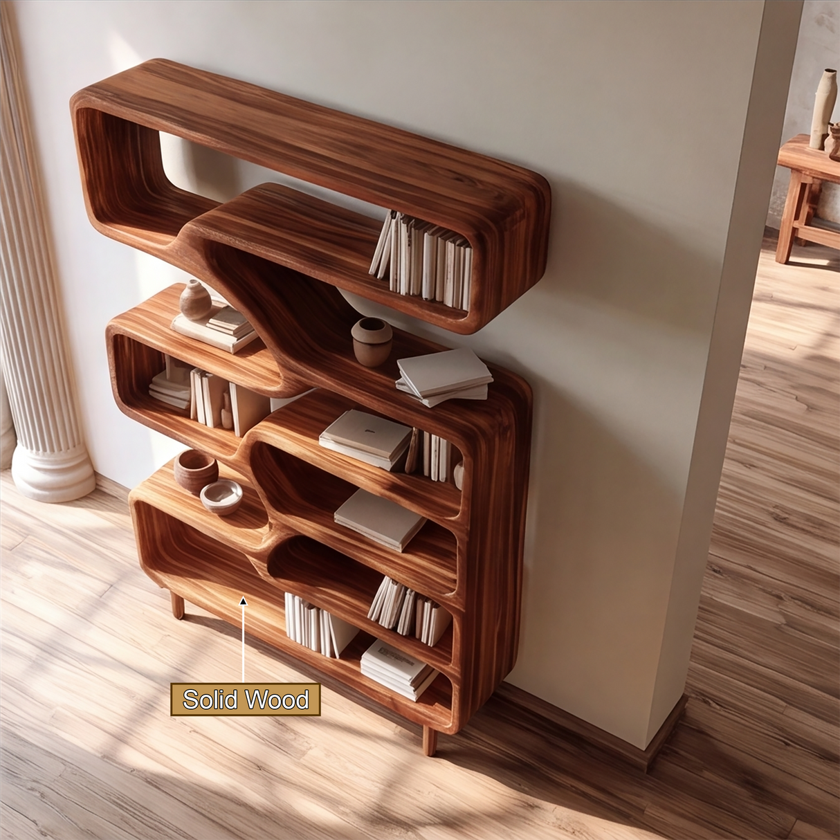 Asterion Handcrafted Solid Wood Bookshelf