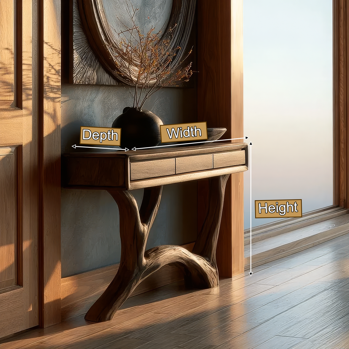 Asterwyn Sculpted Solid Wood Console Table SPA893549
