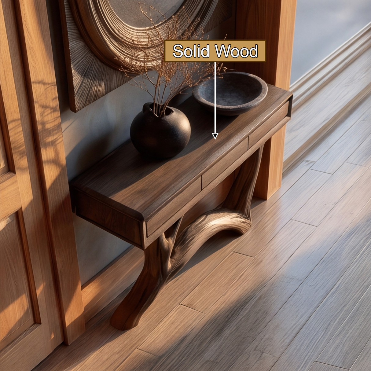 Asterwyn Sculpted Solid Wood Console Table SPA893549