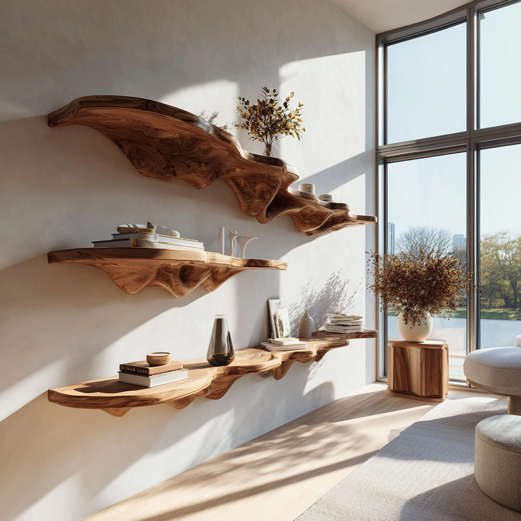 Auralis Live Edge Solid Wood Floating Shelf