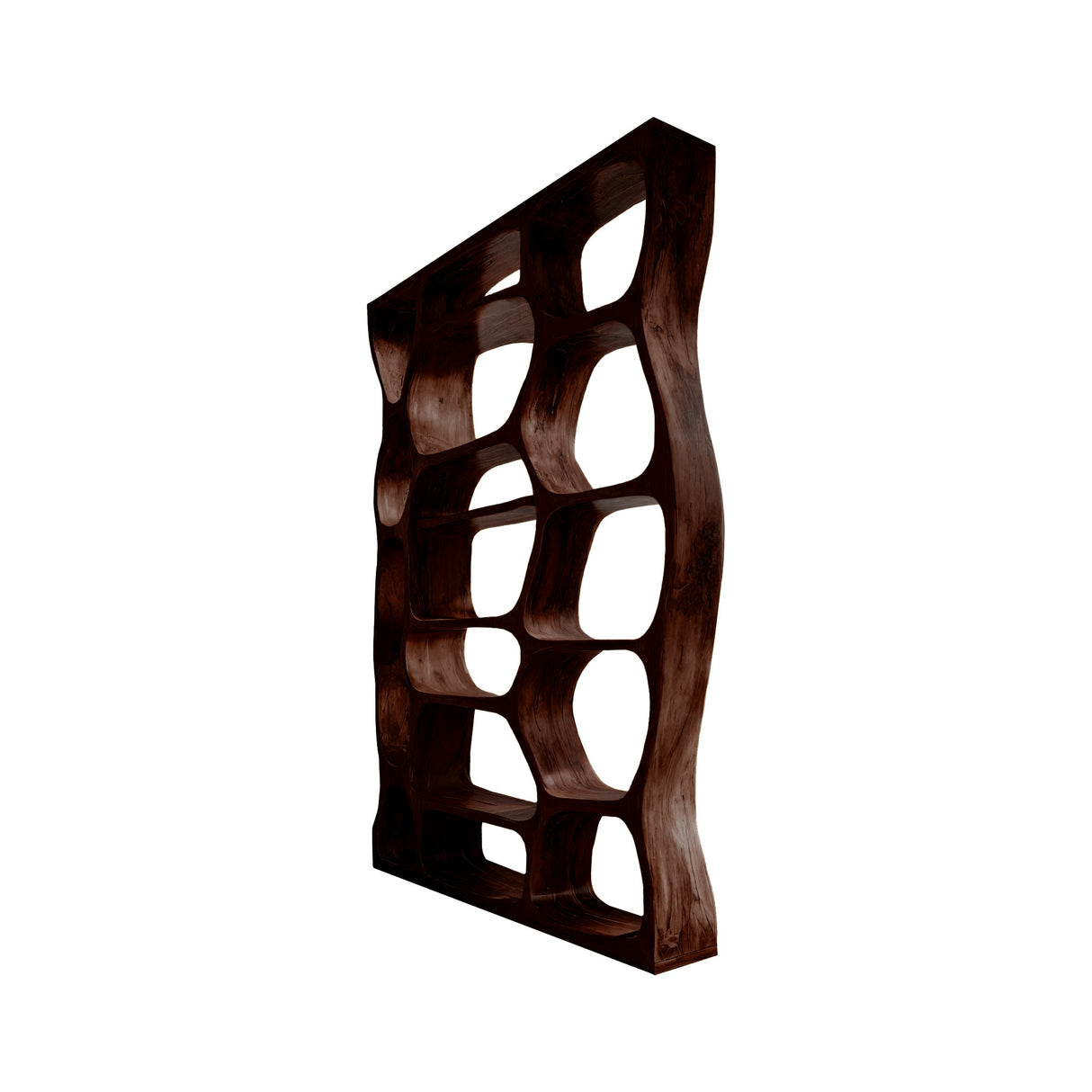 Auralis Sculpted Solid Wood Divider Bookshelf Dark Walnut - Timberustic Divider Bookshelf